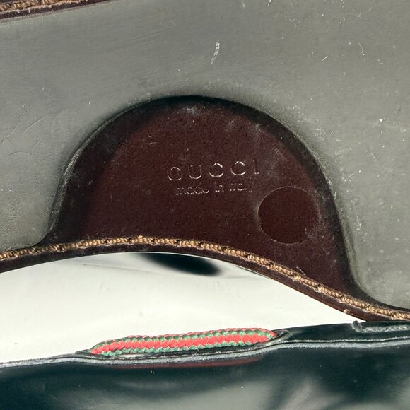 Vintage Gucci Loafers Web Detail Black Leather Slip-On Made in Italy Size 7 - Picture 15 of 15